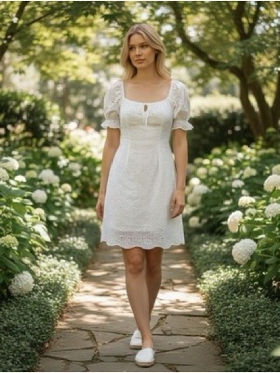 7 For All Mankind Dresses & Skirts - 7 for all mankind white eyelet dress size XL